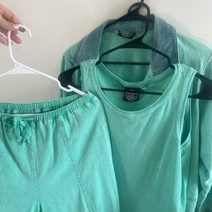 Mint Green Tank Top and Shorts Set